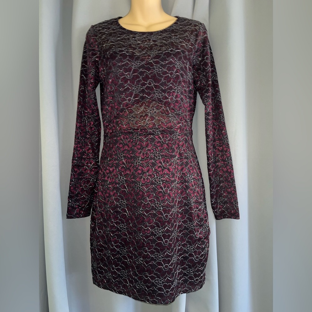 Express Wine with Silver Lace Mini with Open Back